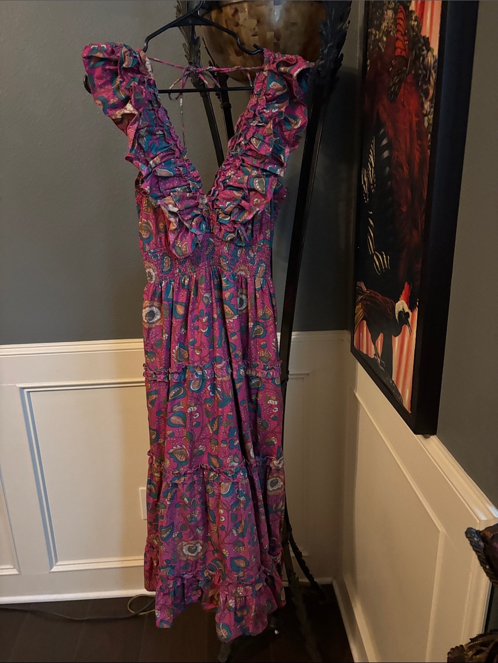 House of Harlow 1960 Pink Paisley Maxi Dress - M - Picture 5 of 9